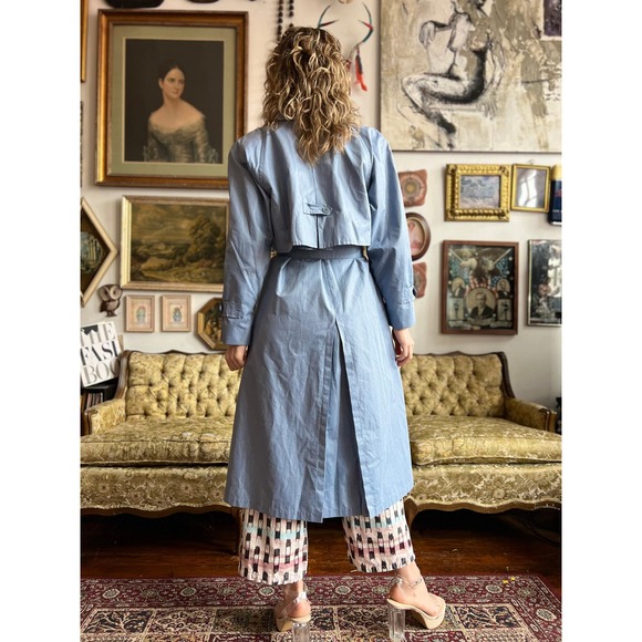 London Fog Blue Overcoat Sz. Large - Picture 10 of 11